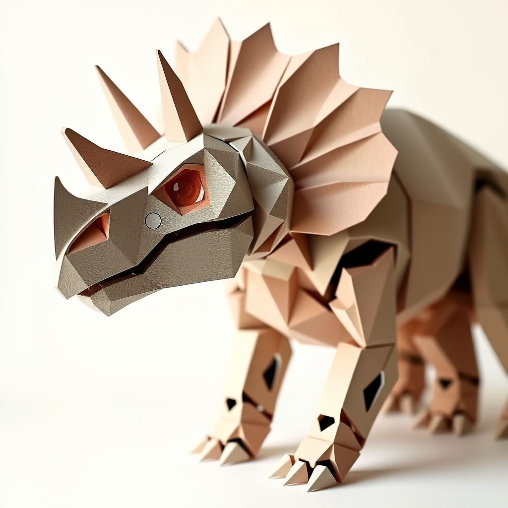 Robotic Triceratops Head Papercraft — Free Low Poly