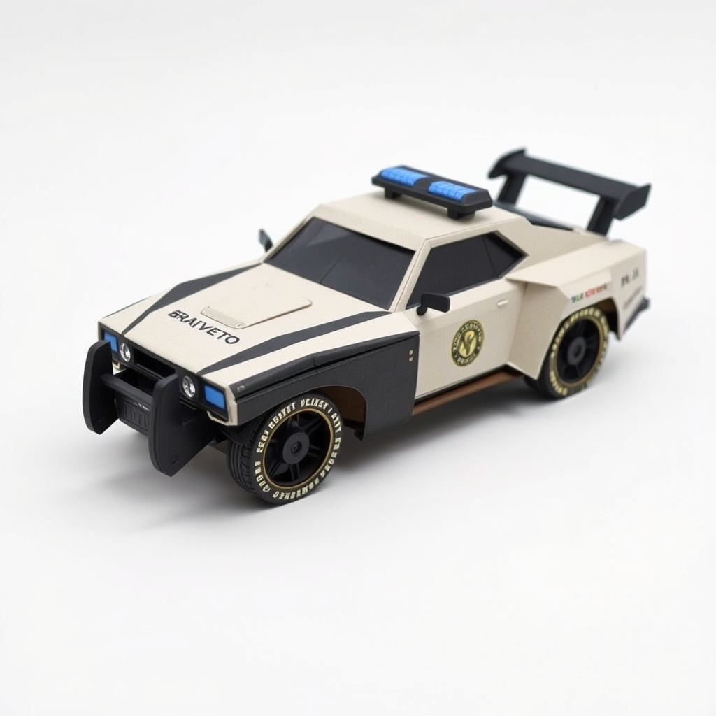 Black Muscle Car Papercraft — Free Fantasy Design
