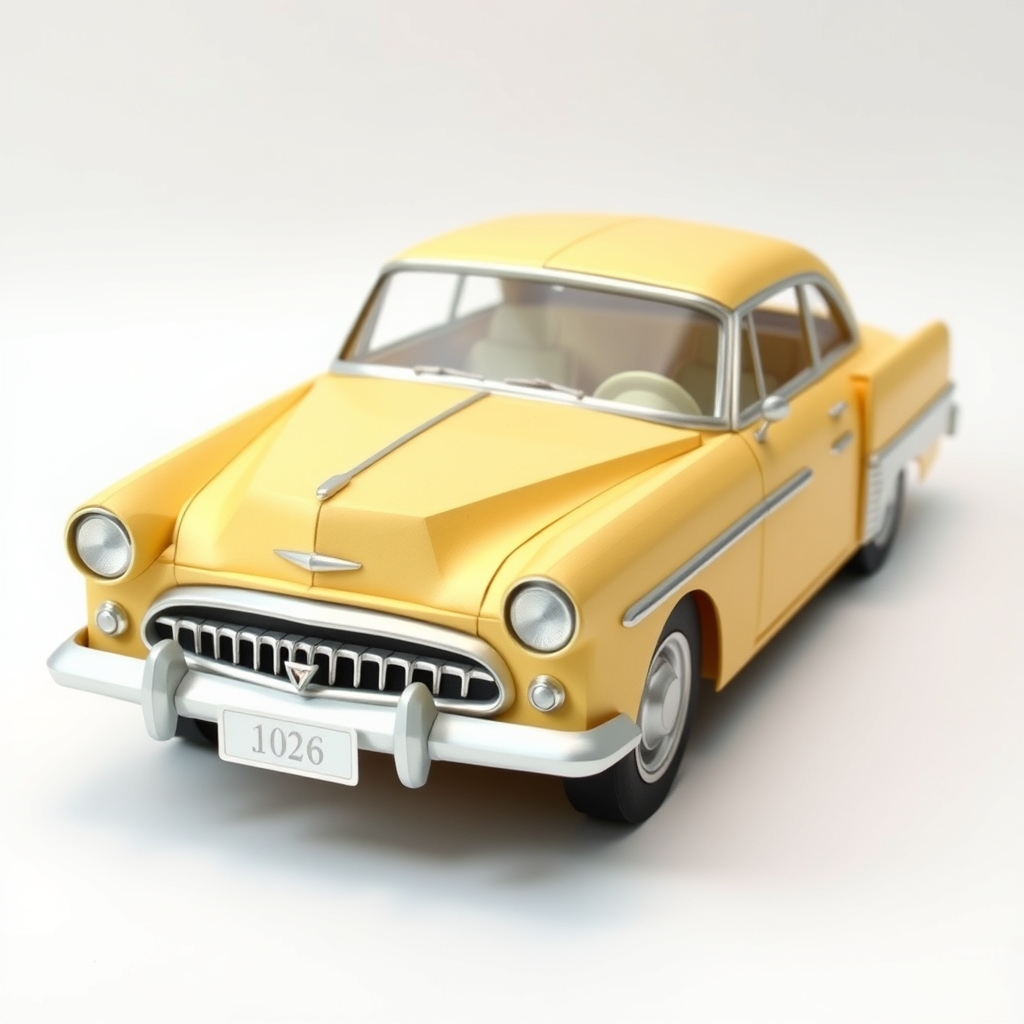 AI-generated lowpoly papercraft of classic car.