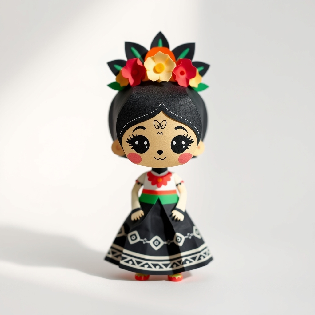 Cute Catrina Mexicana Tradicional Papercraft Design