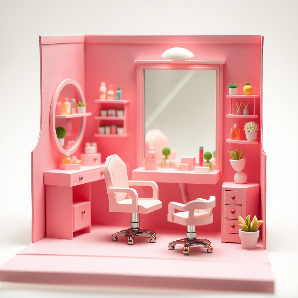 Miniature Beauty Salon Papercraft — Free Cute Design