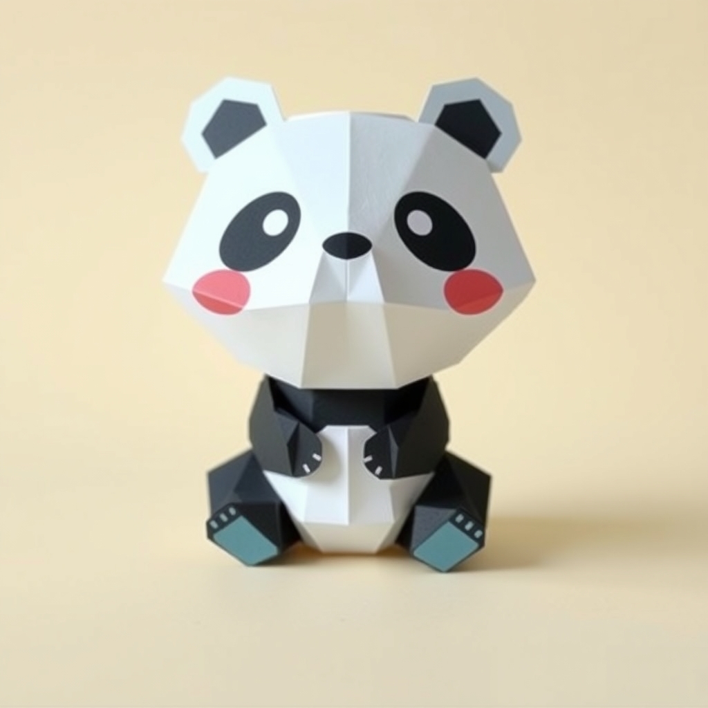 AI-generated papercraft of cute panda.
