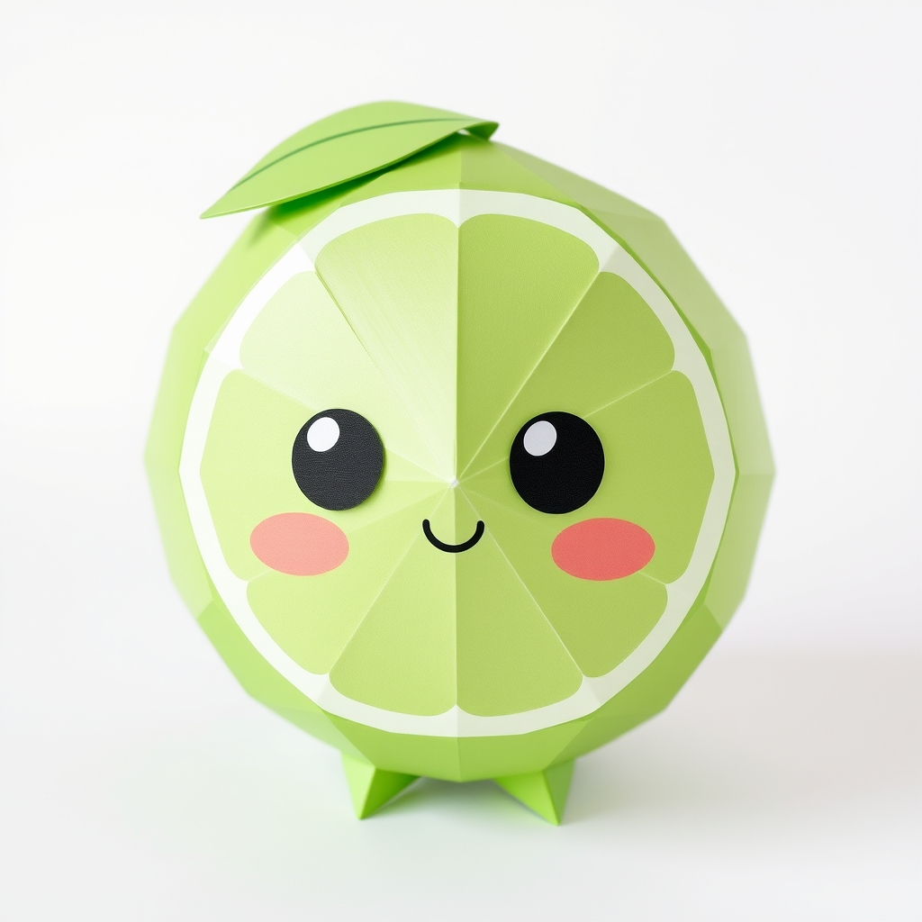 AI-generated papercraft of cute papercraft lime head.