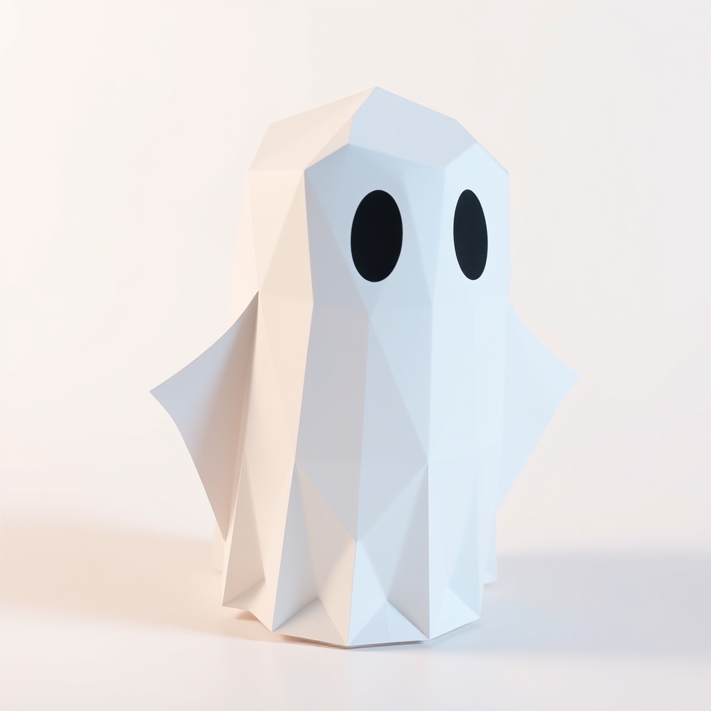 Cute Simple Round Ghost Papercraft Design