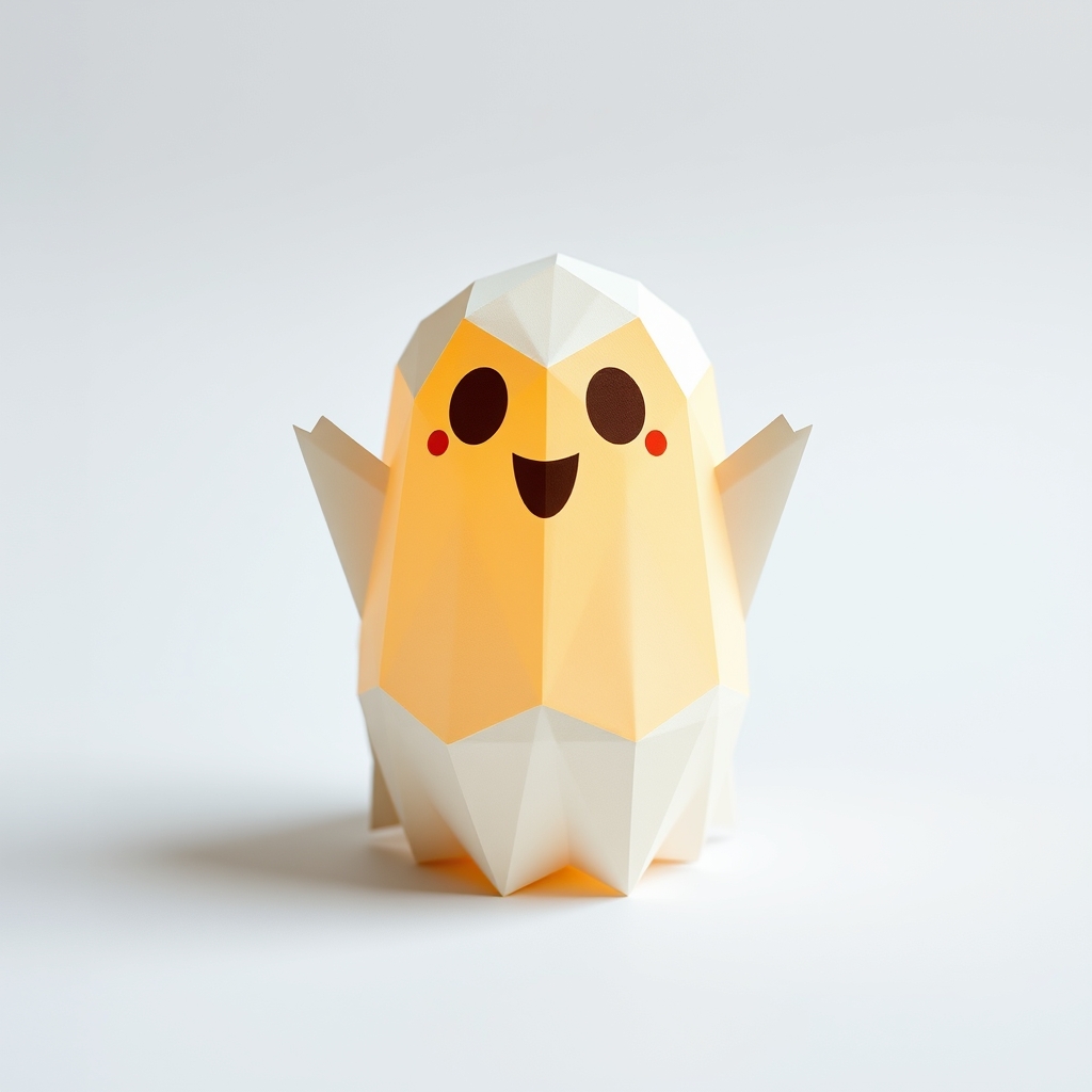 Cute Simple Round Happy Ghost Papercraft Design