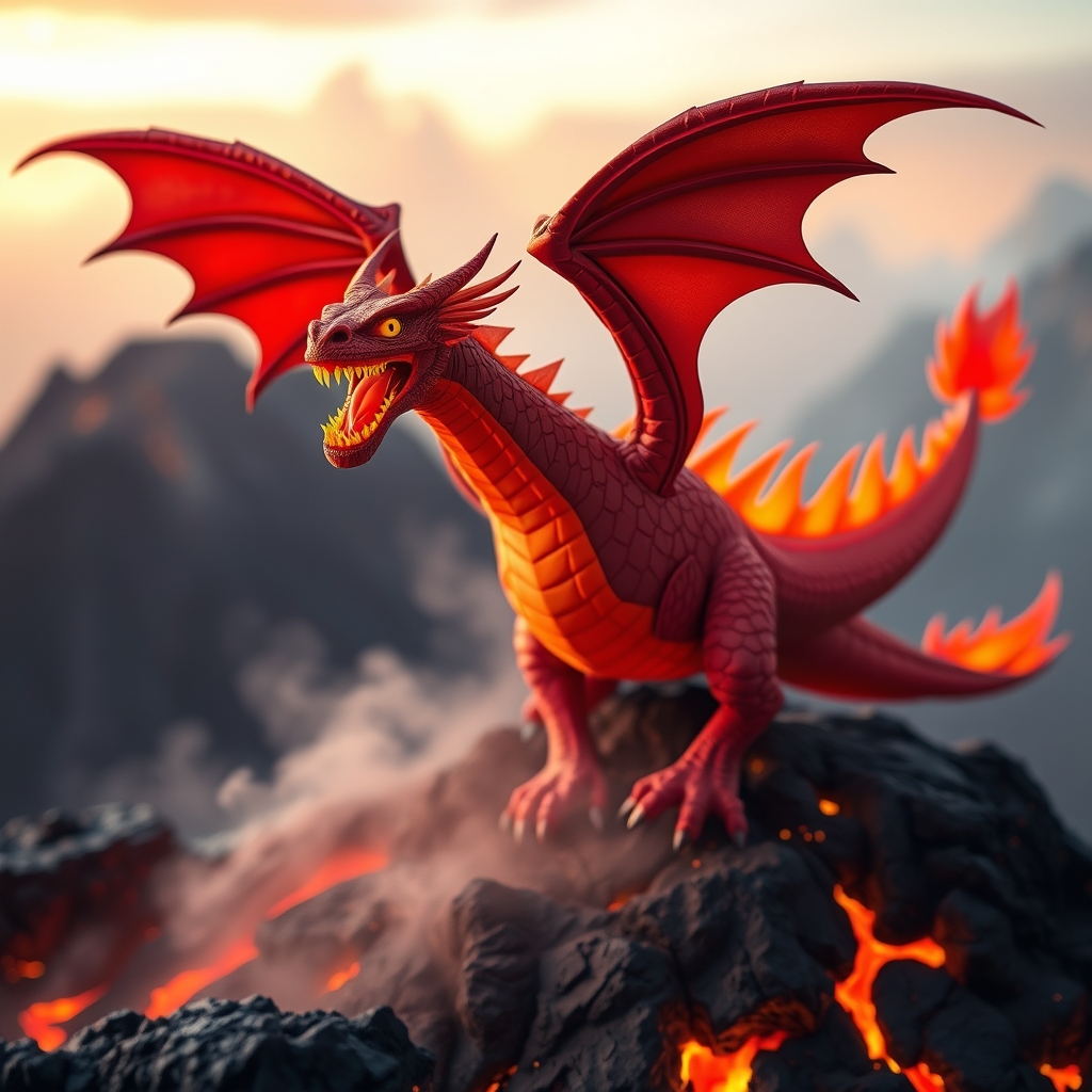 Fire Western Dragon Papercraft Design — AI Generated