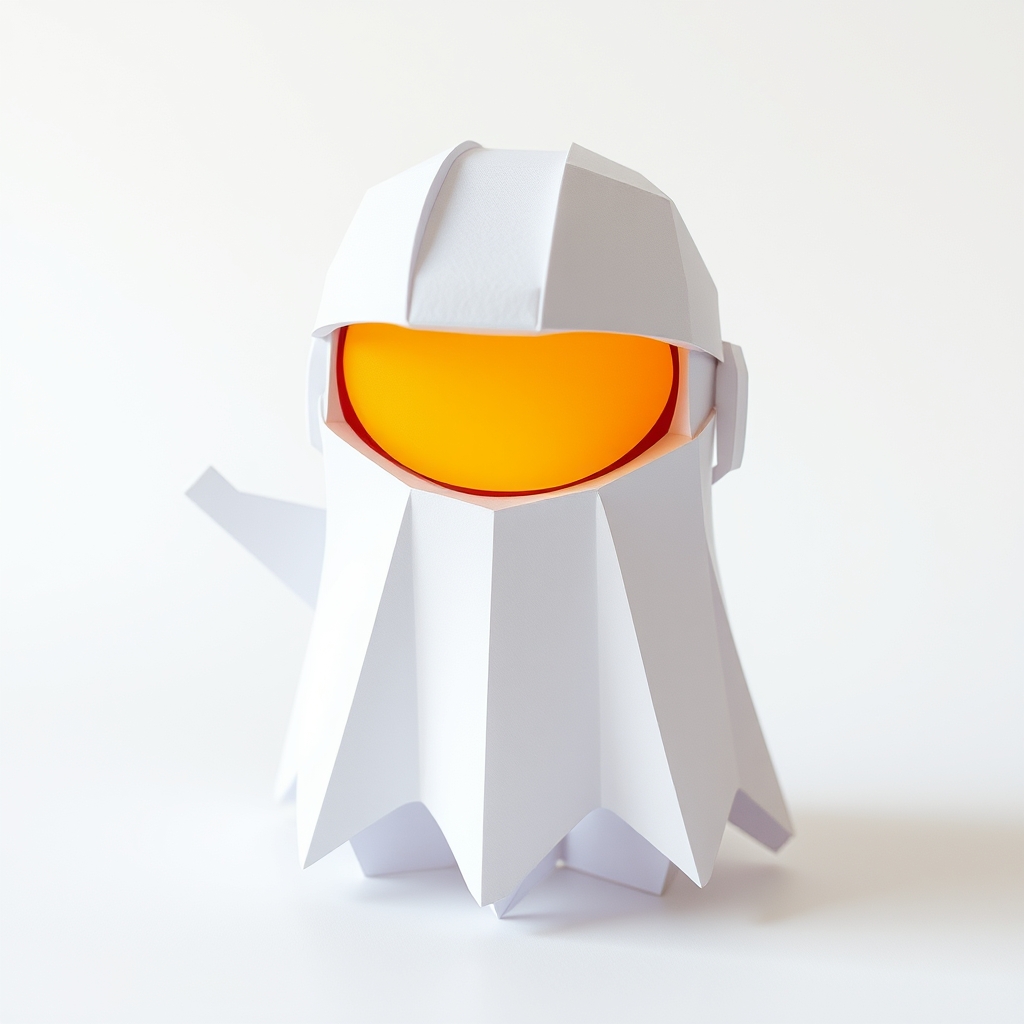 AI-generated cute papercraft of haloveen ghost.