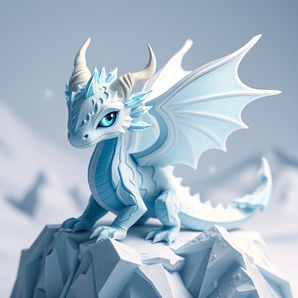 Ice Western Dragon Papercraft Design — AI Generated
