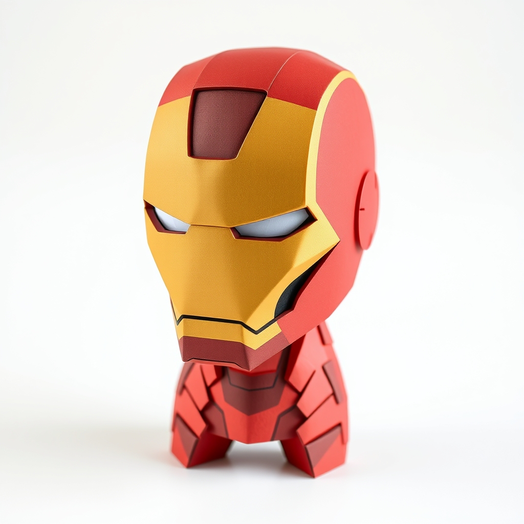 AI-generated cute papercraft of iron man helmate.