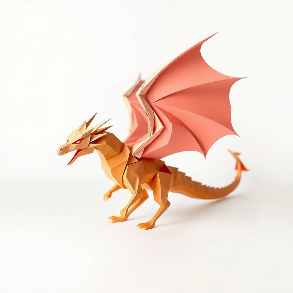 Low Poly Flying Dragon Papercraft Design