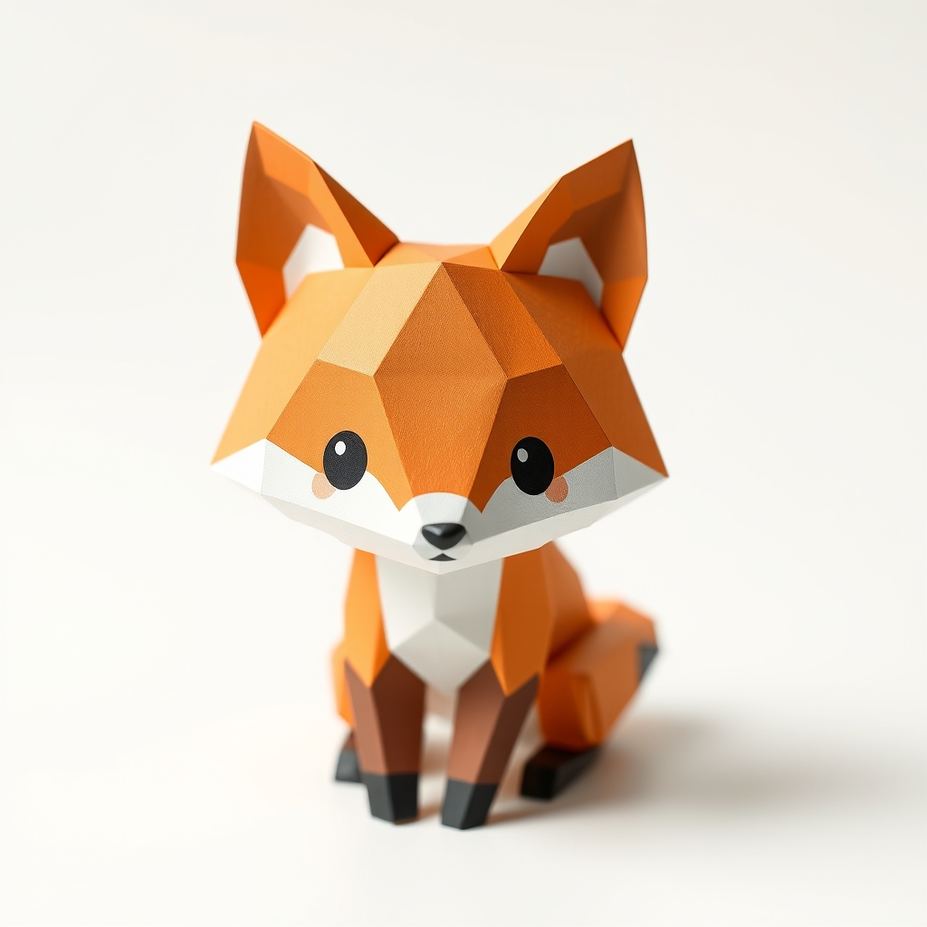 Low Poly Fox Papercraft — Free AI Paper Art