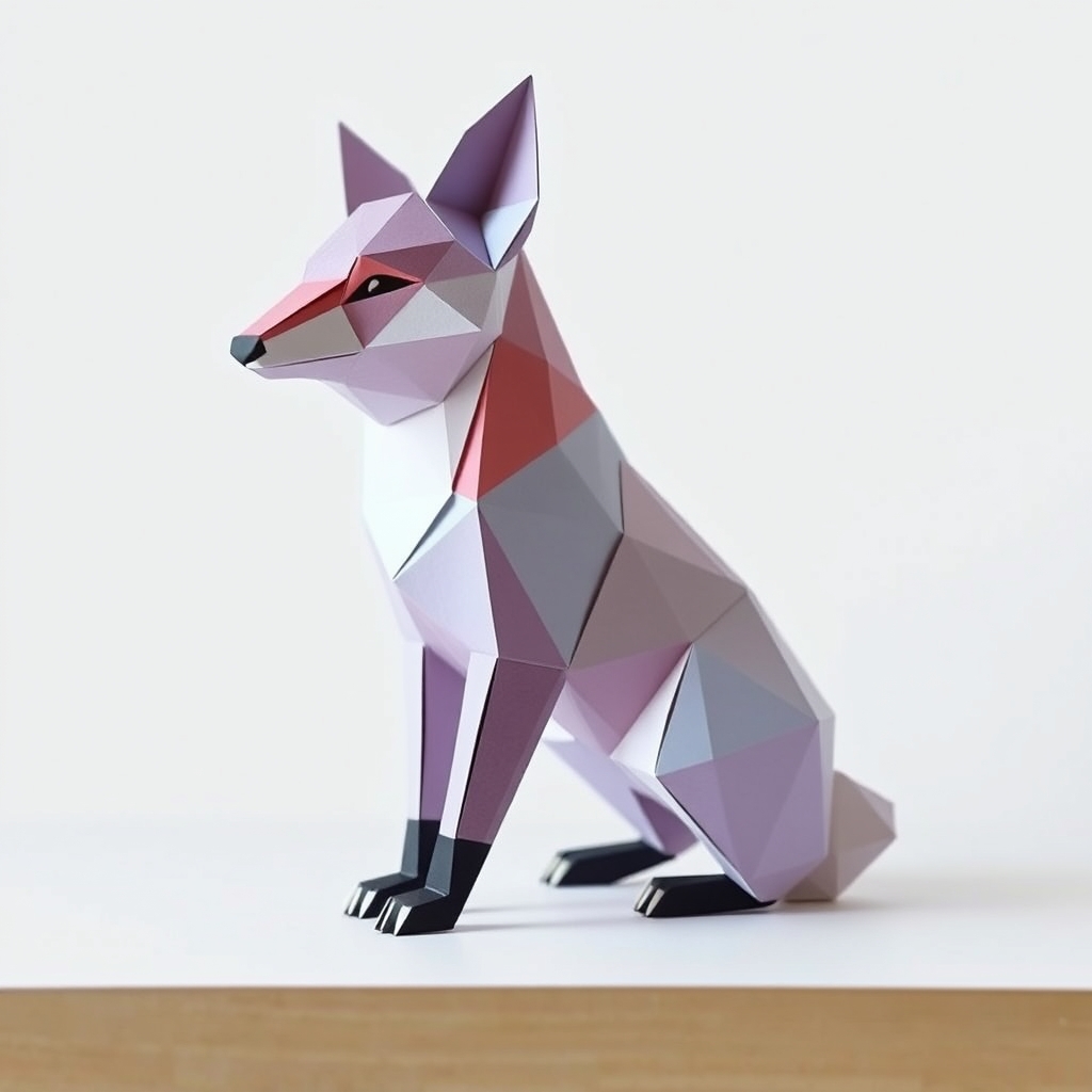 Low Poly Fox Papercraft Design