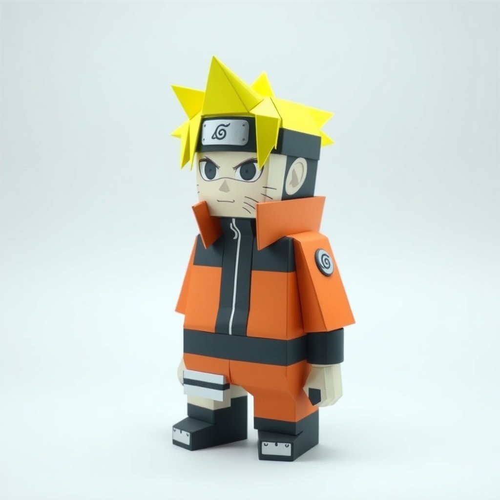 AI-generated minecraft papercraft of Naruto.