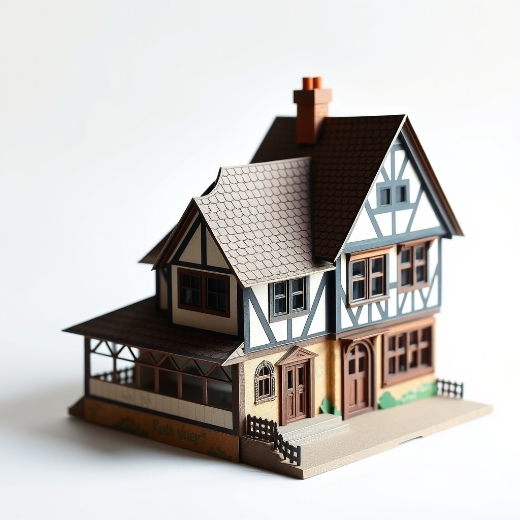 Old Style House Papercraft Design