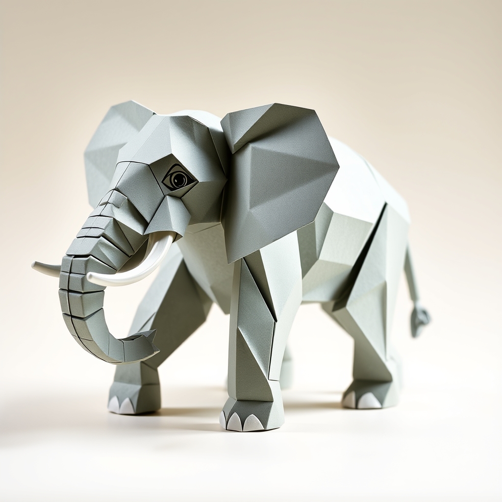 Paper Elephant Papercraft — Free Pixel Animal Design