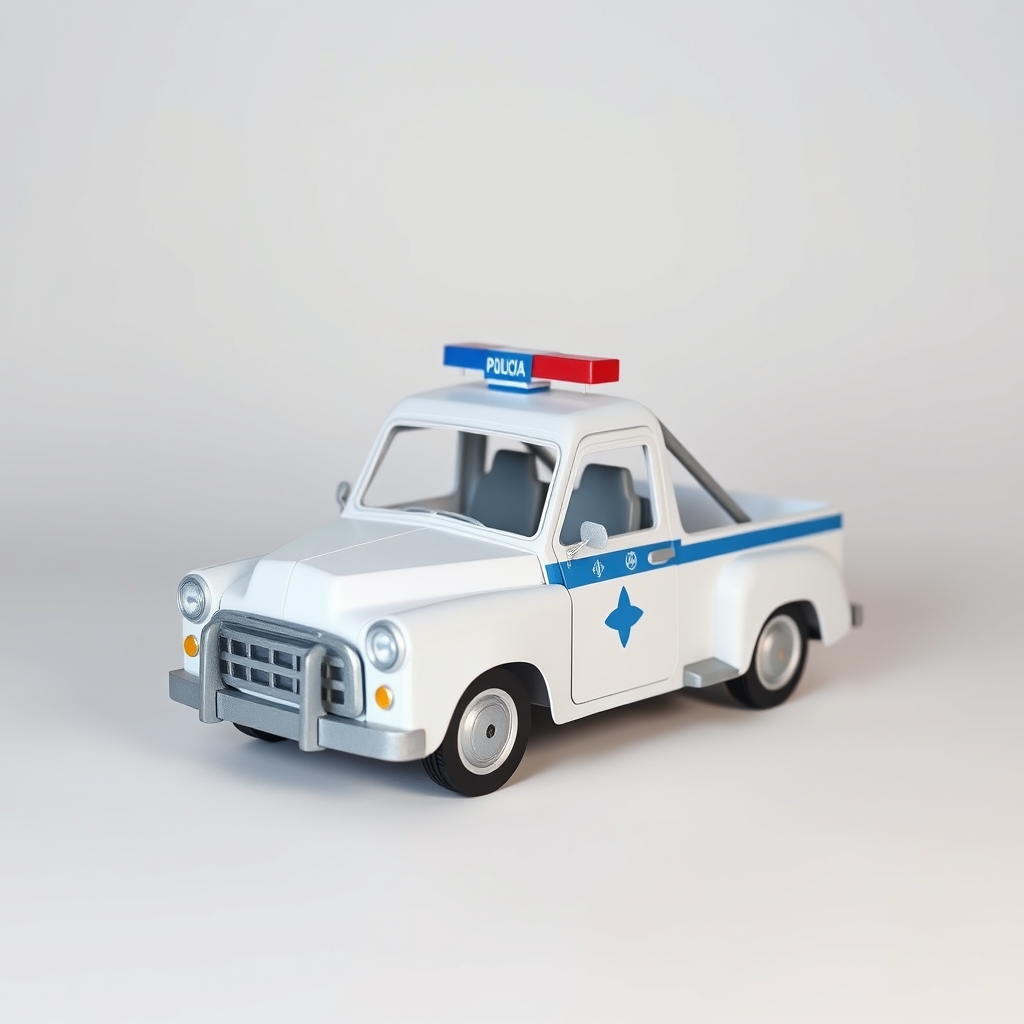 AI-generated lowpoly papercraft of Patrulla de policia pickup.