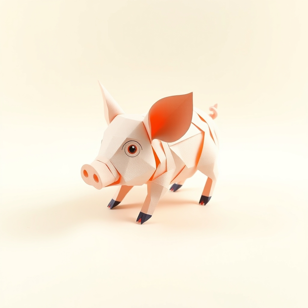 AI-generated pixel papercraft of Pig.