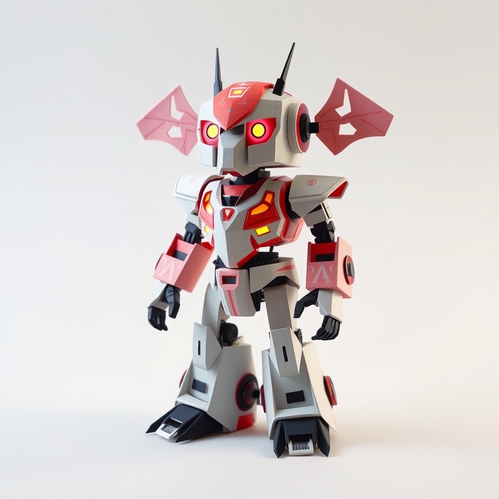 AI-generated fantasy papercraft of robot toy.