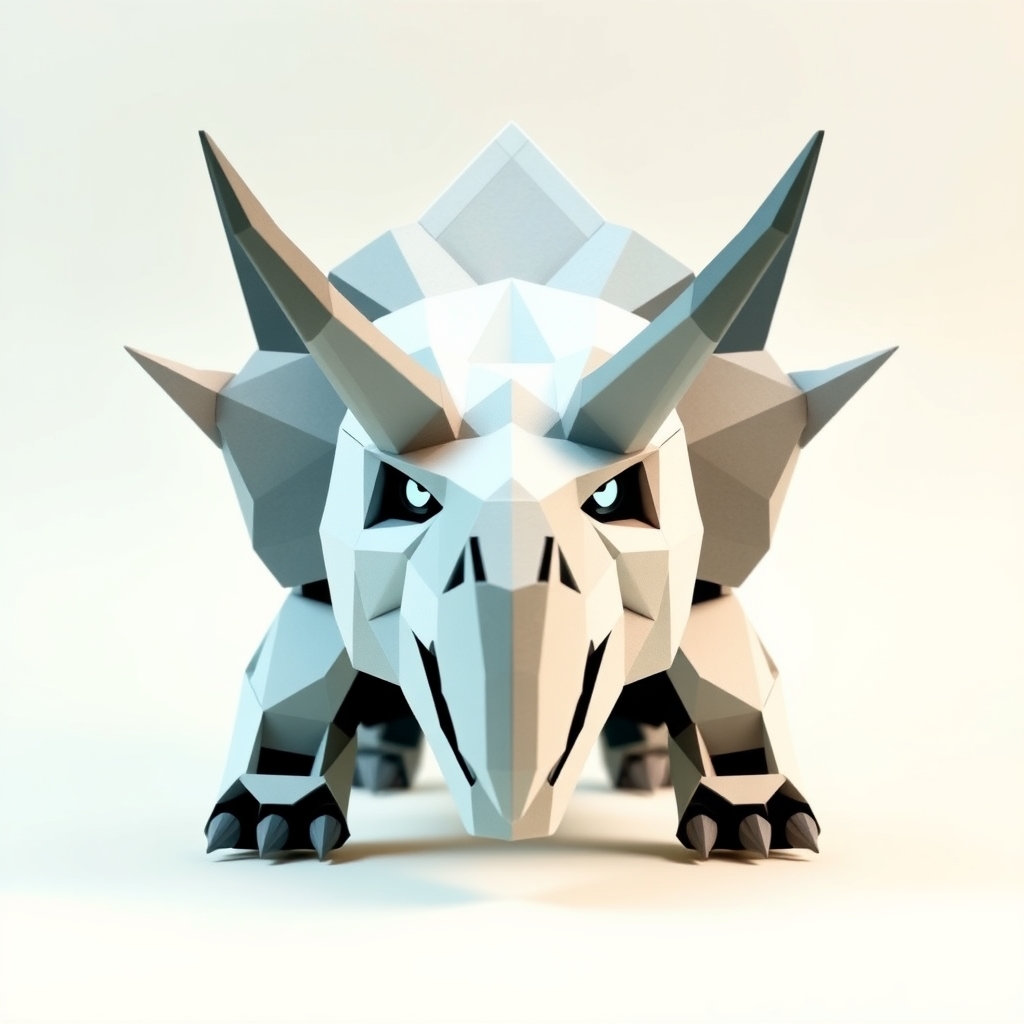Robotic Triceratops Head Papercraft — Free Low Poly