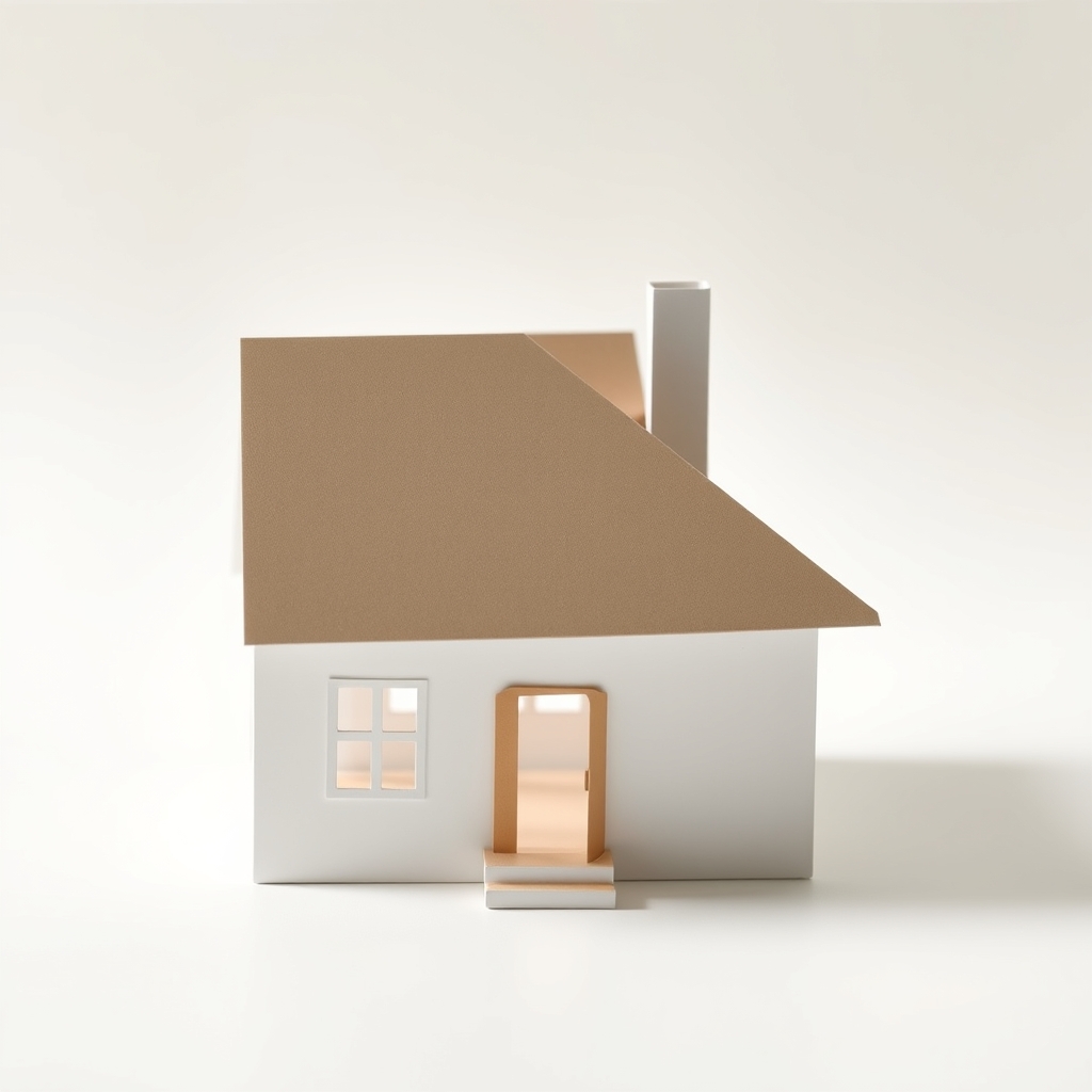 AI-generated cute papercraft of simple house for kids.
