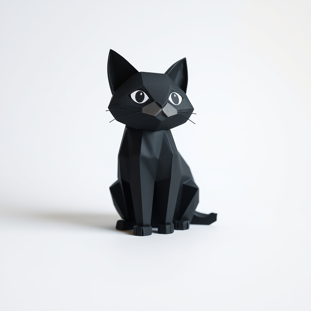 AI-generated cute papercraft of Un gatito sentado negro.
