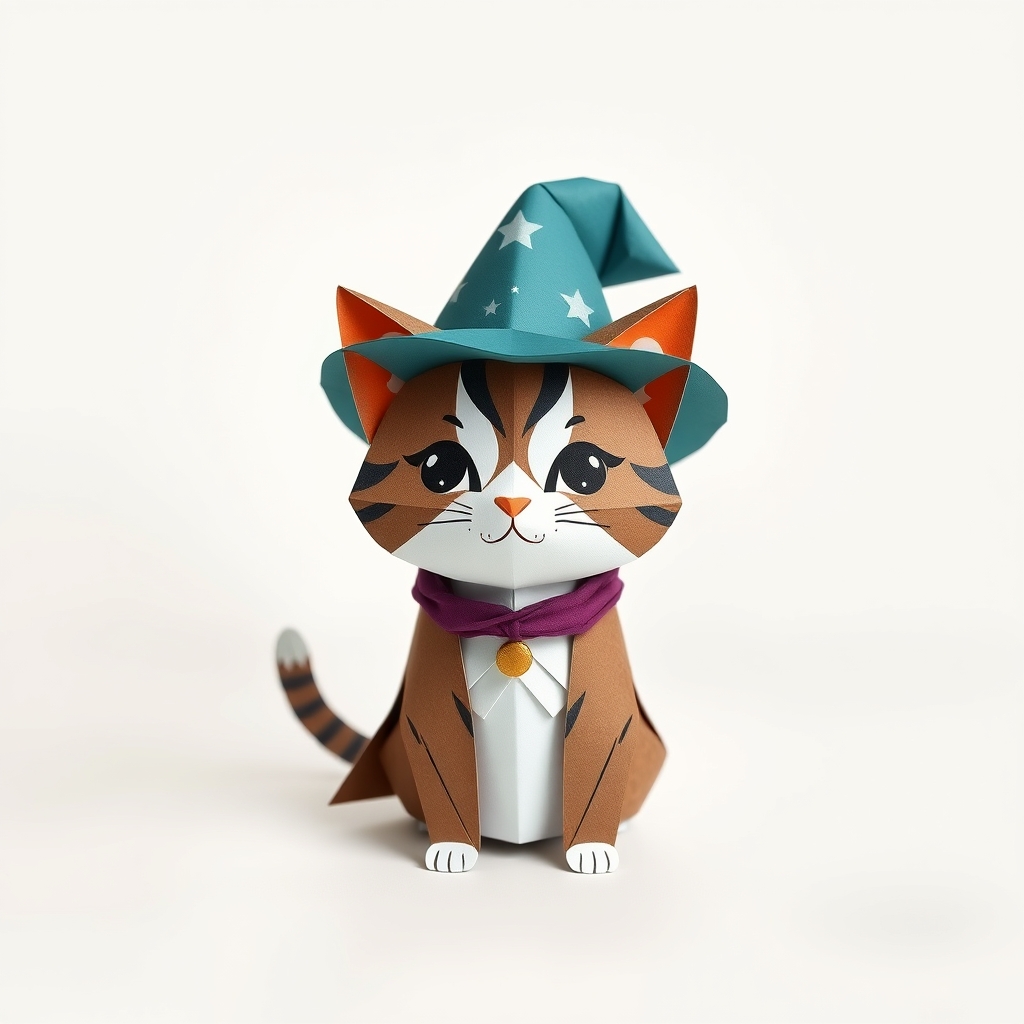 Wizard Cat With A Hat Papercraft Design